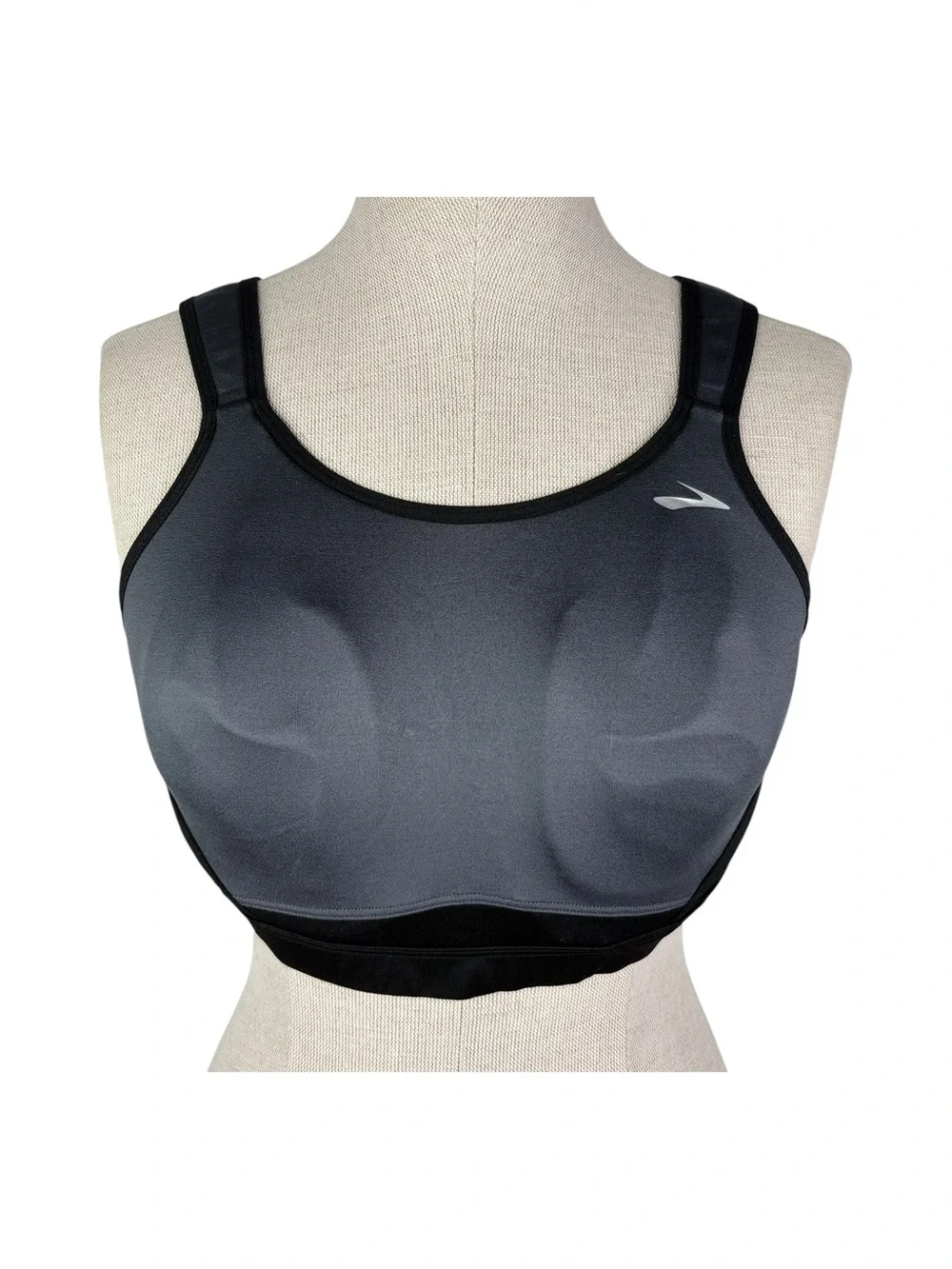Brooks Running Maia Sports Bra 34D * Gray & Black Underwire Padded Straps Run - Picture 1 of 7